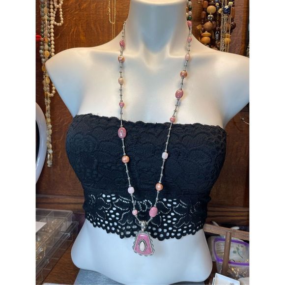 Carolyn Pollack 925 Sterling Silver Pink Rhodolite Pearl & MOP Long Necklace 35